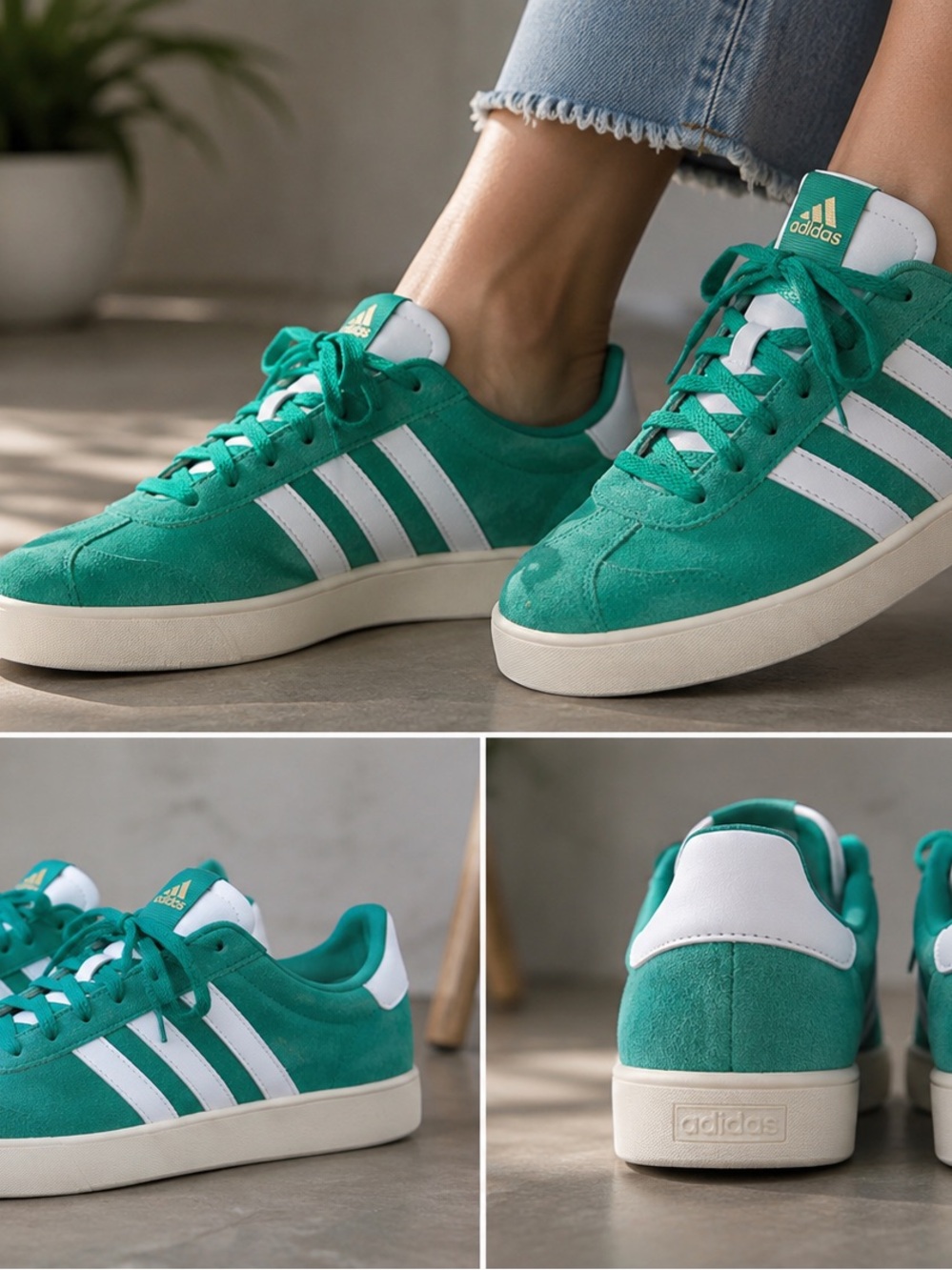 NEW Adidas VL Court 3.0 Green Suede Sneakers Women’s 8.5 JP5324